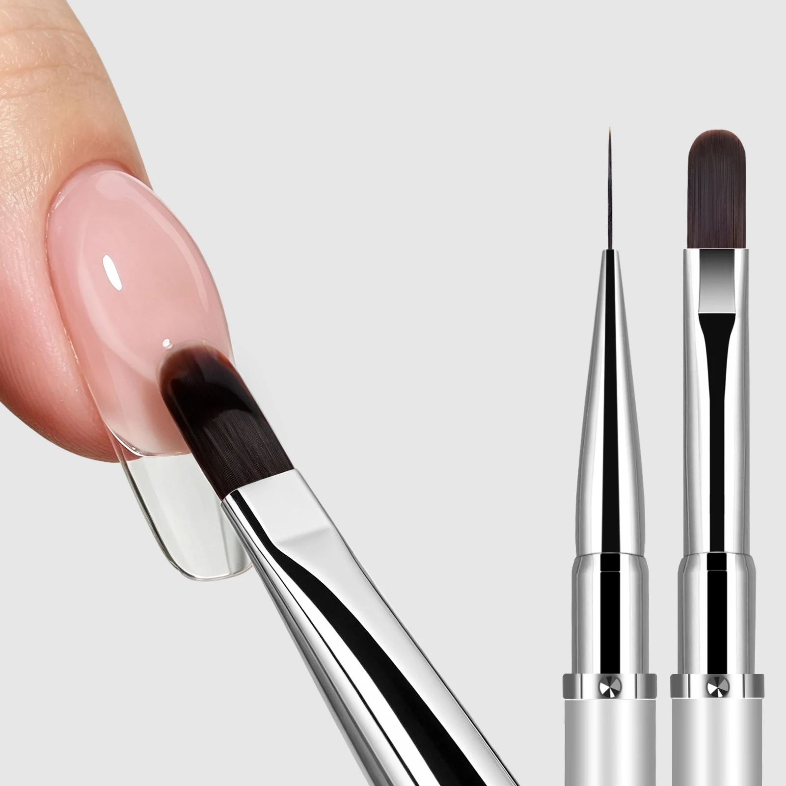 BORN PRETTY 2-in-1 Nail Brush Oval & Liner Builder Pen Multi-Purpose Drawing UV Gel Painting Nail Art Design Manicure Tool