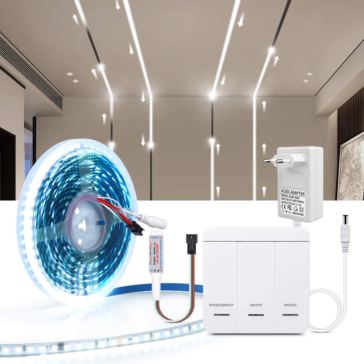 WS2811 10M LED Strip Light Makeup Mirror Bathroom Vanity Lighting DC24V Running Water LED Tape IC Pixel Chasing Flowing Ribbon