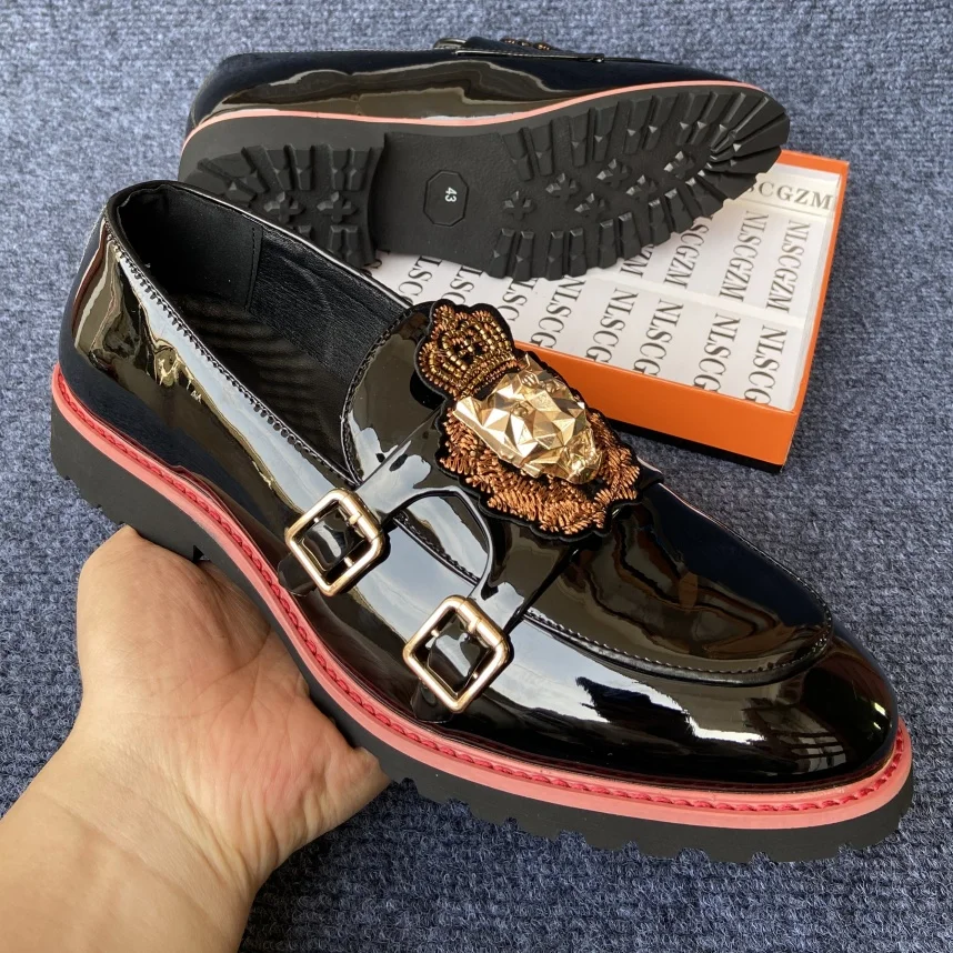 

original brand black shine shoes dress loafers shoes for man luxury slip on formal shoes casual business wedding party official