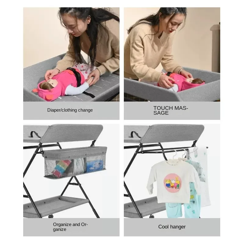 Table de changement de couche de bébé de bain de massage, table de soin de bébé, lit de bébé pliant multifonctionnel, table de Proxy de couche tactile avec HO