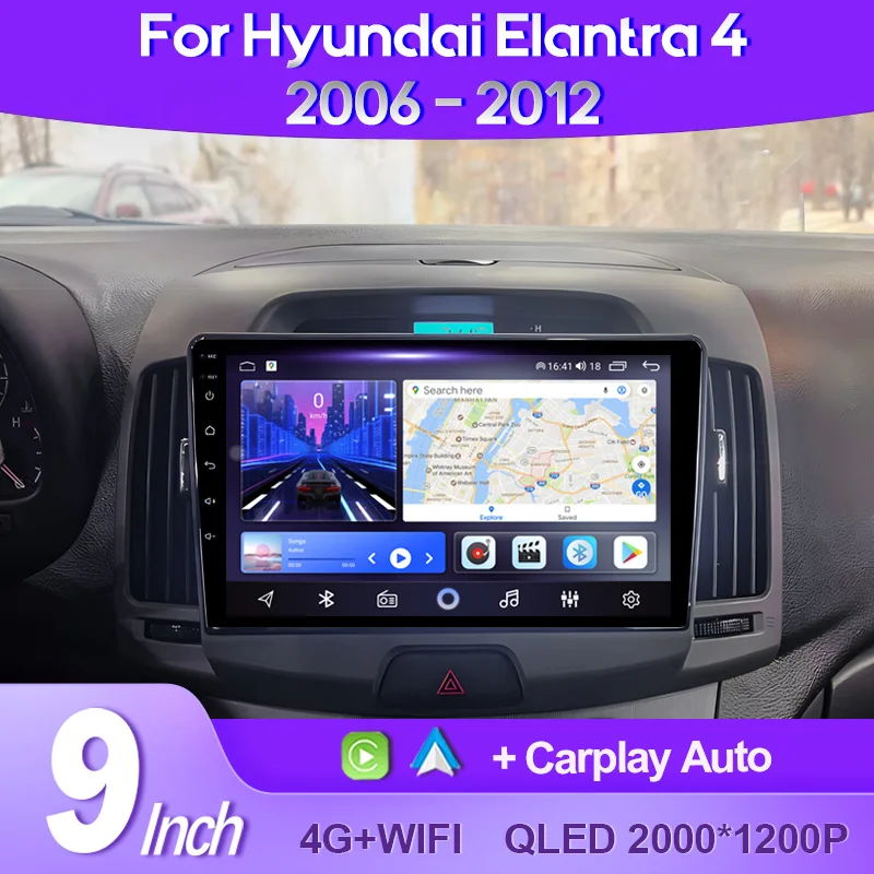 

QSZN For Hyundai Elantra 4 HD 2006 -2012 2K QLED Android 13 Car Radio Multimedia Video Player GPS AI Voice CarPlay 4G Navigation