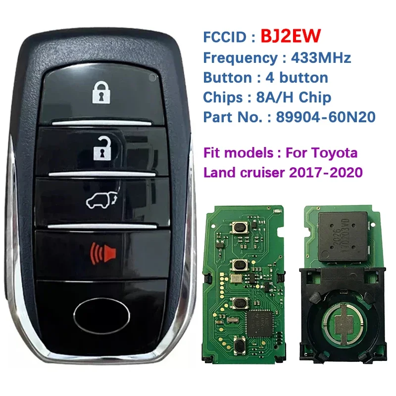 CN007245 Aftermarket For Toyota Land Cruiser 2018 Remote Smart Key 433MHz BJ2EW 89904-60N20 89904-60N21 89904-60N70 PAGE1 A8