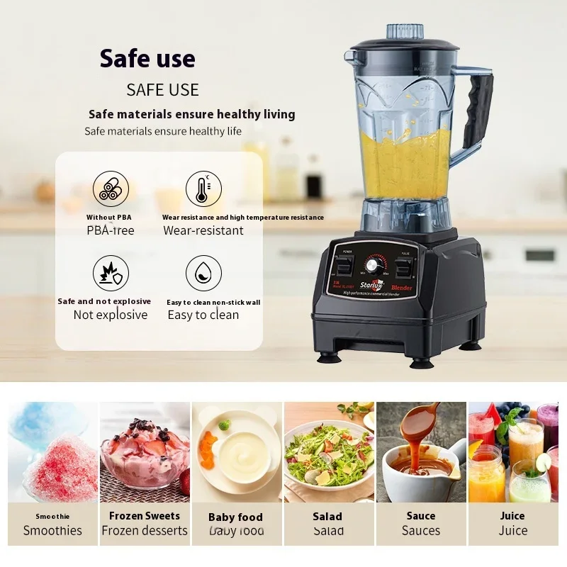 Duży, wielofunkcyjny blender elektryczny do użytku domowego o pojemności 2,5 l, z funkcją rozdrabniania, plastikowy, do kuchni, importowany.