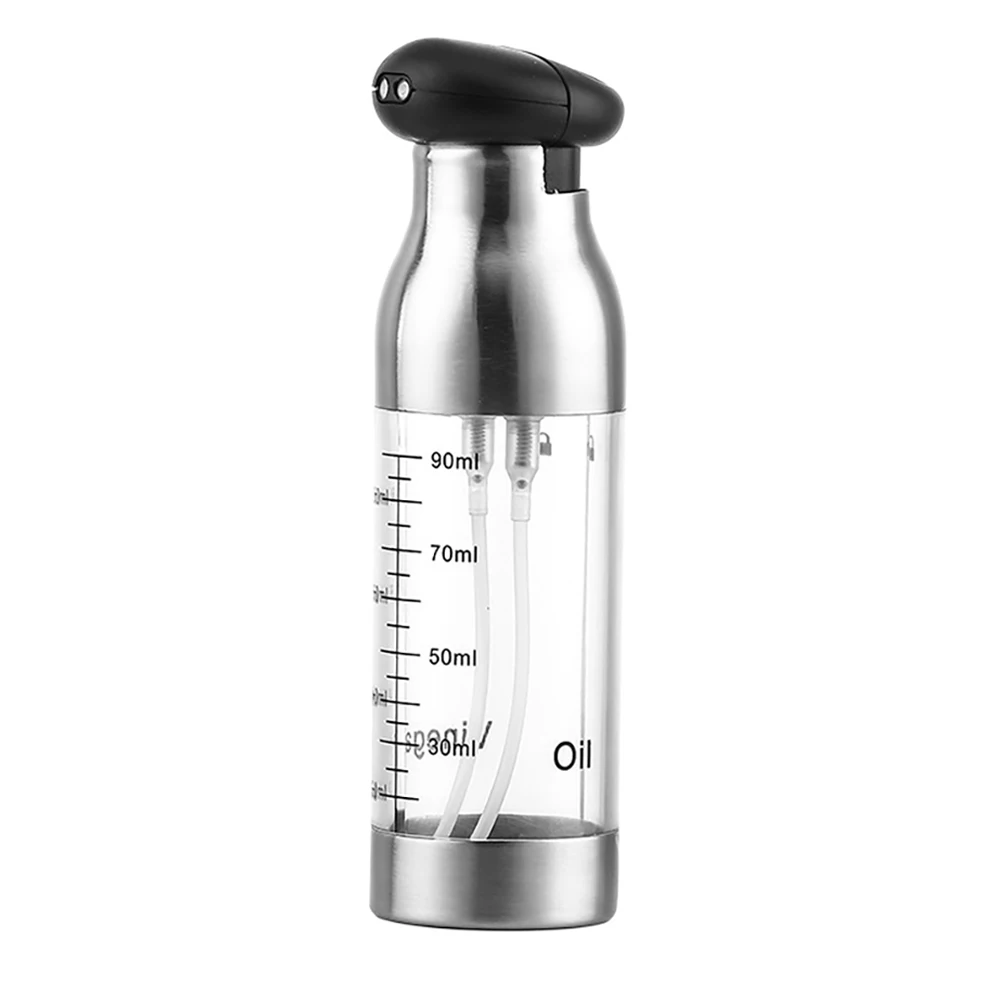 

90ml Kitchen Oil Spray Bottle Stainless Steel Double Layer Olive Oil Dispenser Transparent Design Cooking Accessories