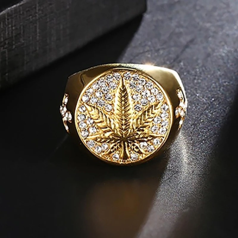 Men's and Women's Fashionable Sparkling Maple Leaf Ring, Personalized Classic Aesthetic Jewelry Size 6-11