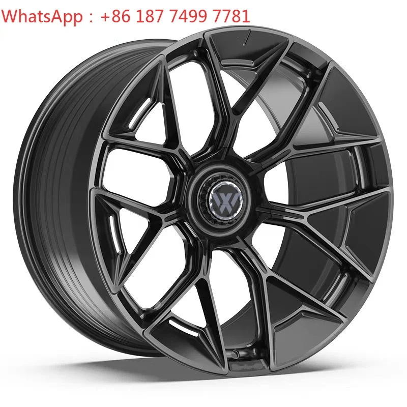 Custom High Gloss Black Deep Dish Five Spoke Concave Forged 6061-T6 Aluminum Wheels 40mm ET 19-21 Inch 5 Year Warranty