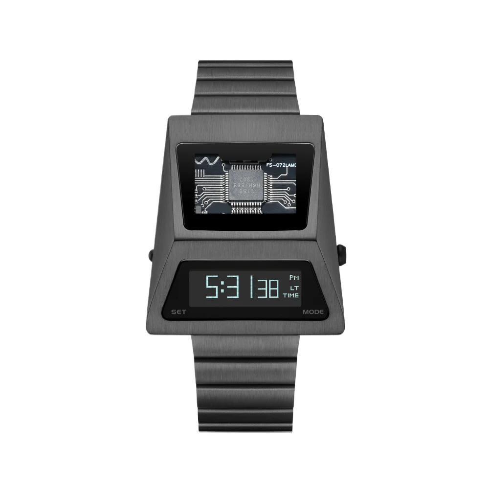 IB DESIGN Unique Metal Watches Digital Cyber Watches For Men Retro-futuristic Punk Style Fashion Led Electronic Watch S3000-C