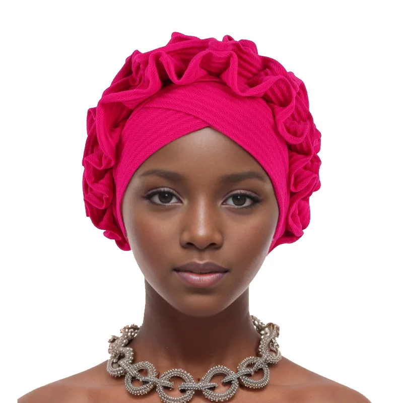 

African Headtie Turban Nigerian Aso Oke Muslim Headwear Gele Head Wrap Sego Headties Women Hijab Headscarf Bonnet Headwear Hat