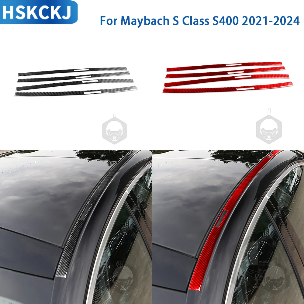 

For Maybach S Class S400 2021-2024 Accessories Real Soft Carbon Fiber Roof Sealing Strip Sunroof Cover Trim Sticker