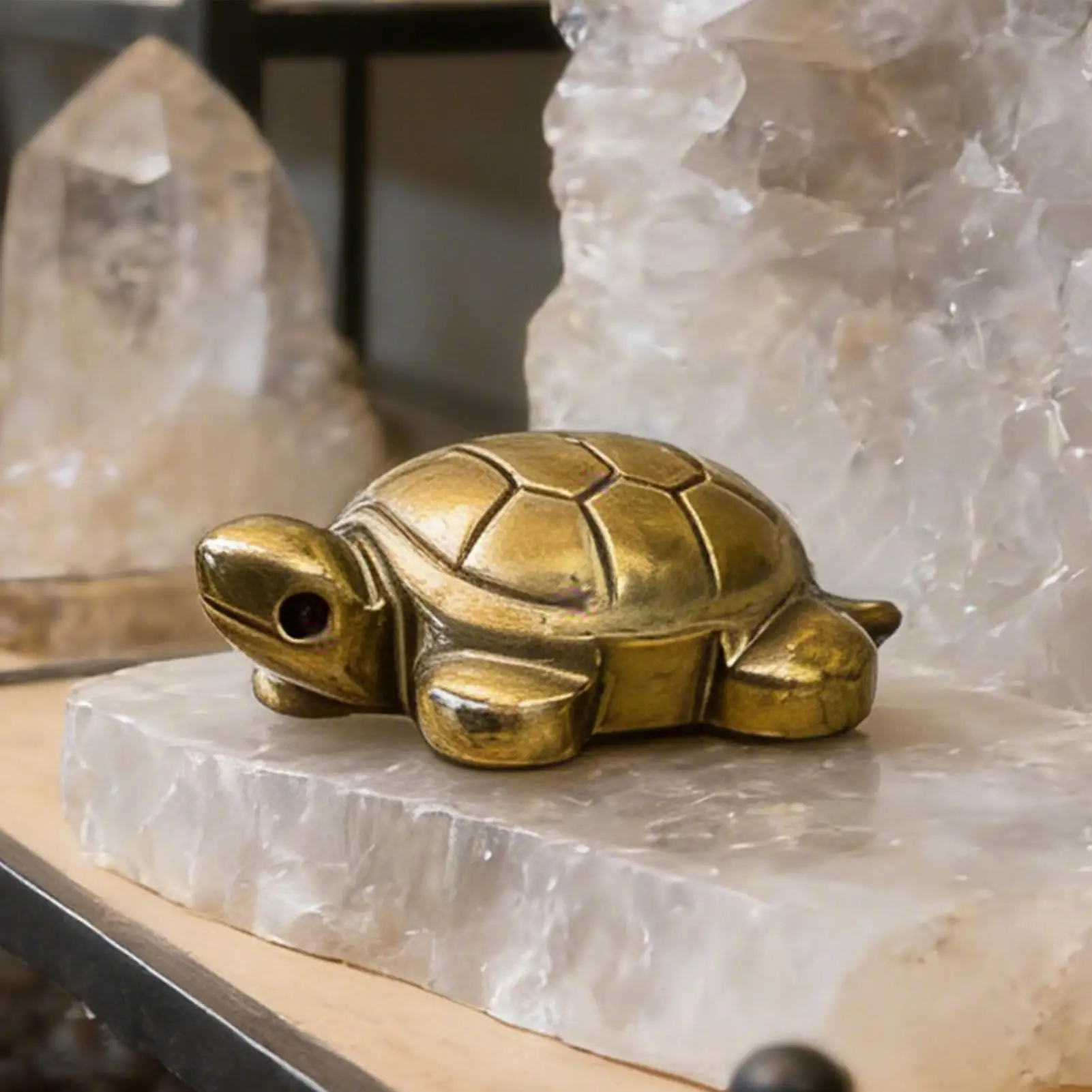 Pyrite Tortoise Natural Crystal Carved Stone Turtle Statue Mini Wealth Home Desk Office Decor Feng Shui Ornament
