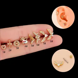 1PC 20G New Design Stud Helix Ball Screw Back 18K Gold Plated Cute Ear Cartilage Piercing For Women