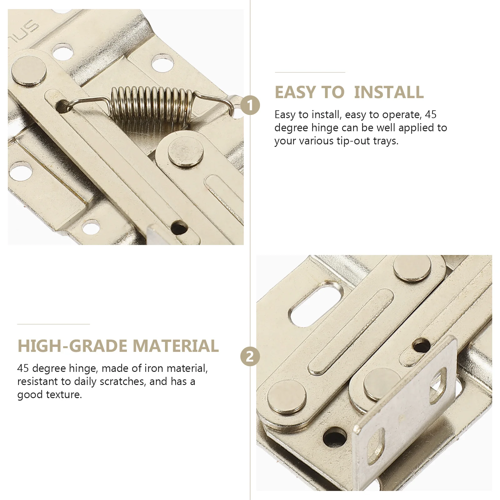 

2Pcs 45 Degree Pivot Hinges Iron Material Soft Closing Tip Out Tray for Kitchen Sink Base Cabinet Doors Tip Out Tray Hinges