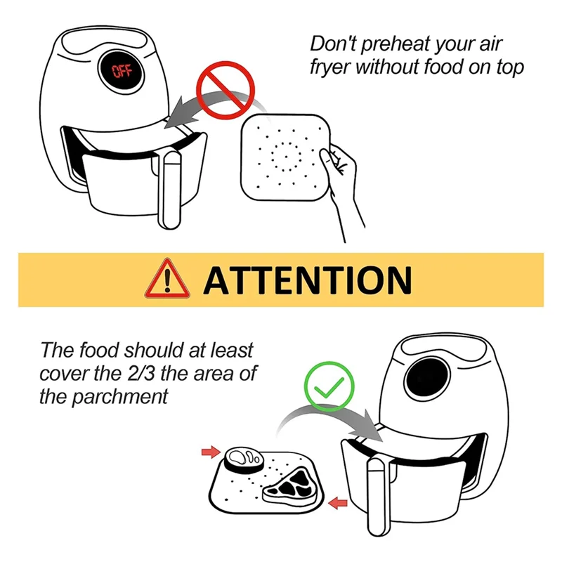 ورق زبدة للمقلاة الهوائية A74X 100 قطعة 8.5 بوصة ورق مثقوب مربع غير مبيض لمقالي الهواء/الخبز/الطبخ