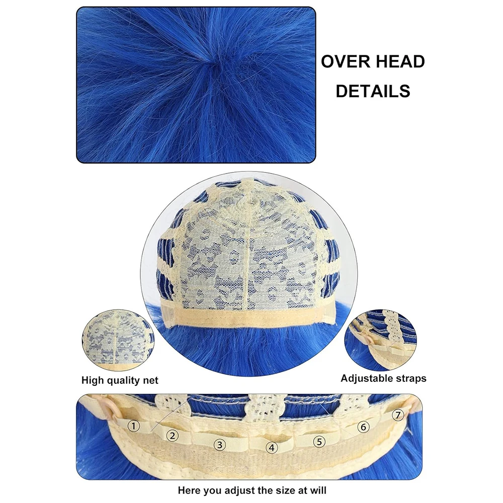 شعر مستعار أزرق قصير الطبقات شعر مستعار أزرق بنات أزرق أنيمي شعر مستعار المرأة مقاومة للحرارة الاصطناعية كرنفال مهرجان الموسيقى تأثيري حلي جزء