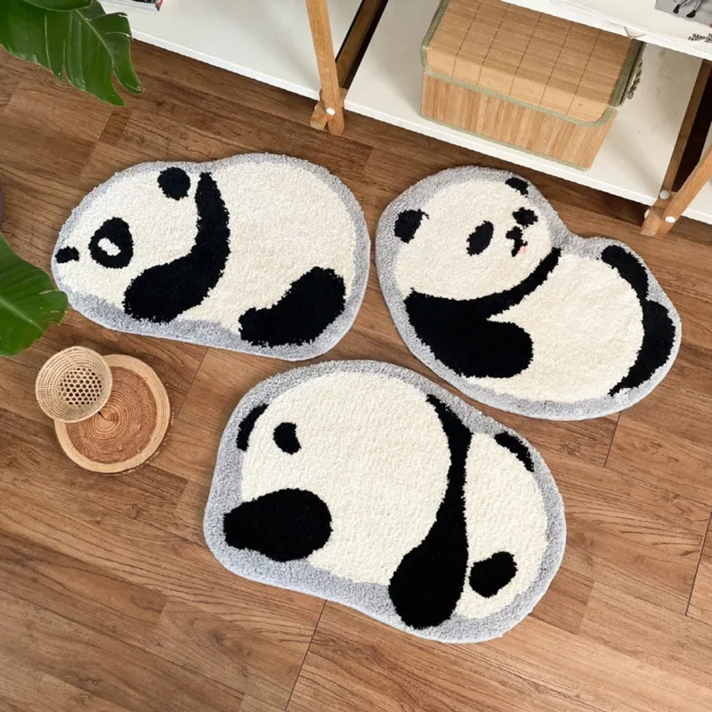 Cute Cartoon Panda Door Mat Kids Rugs Non-slip Washable Soft Area Carpets for Home Bedroom Bathroom