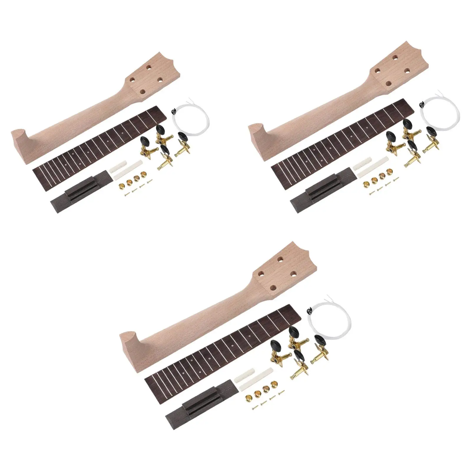 

DIY Ukulele Kit Wooden Neck Fretboard Musical Instrument Accessories for Children Ukulele Assembly Beginner Craft