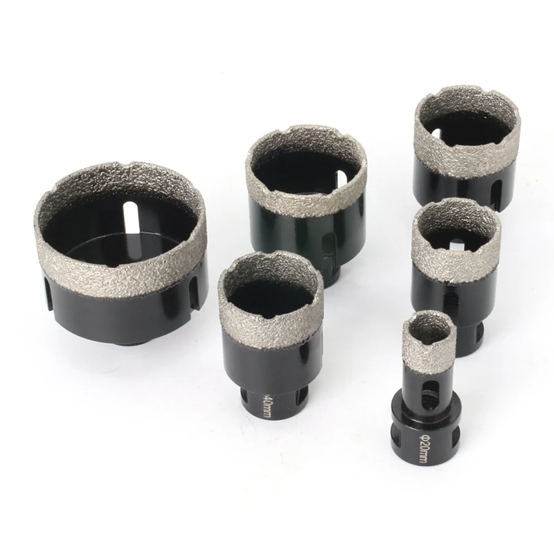 5ピースろう付け穴オープナーセット大理石タイル穴ろう付け穴オープナーオープナーエメリー開口部-ブラックとシルバー