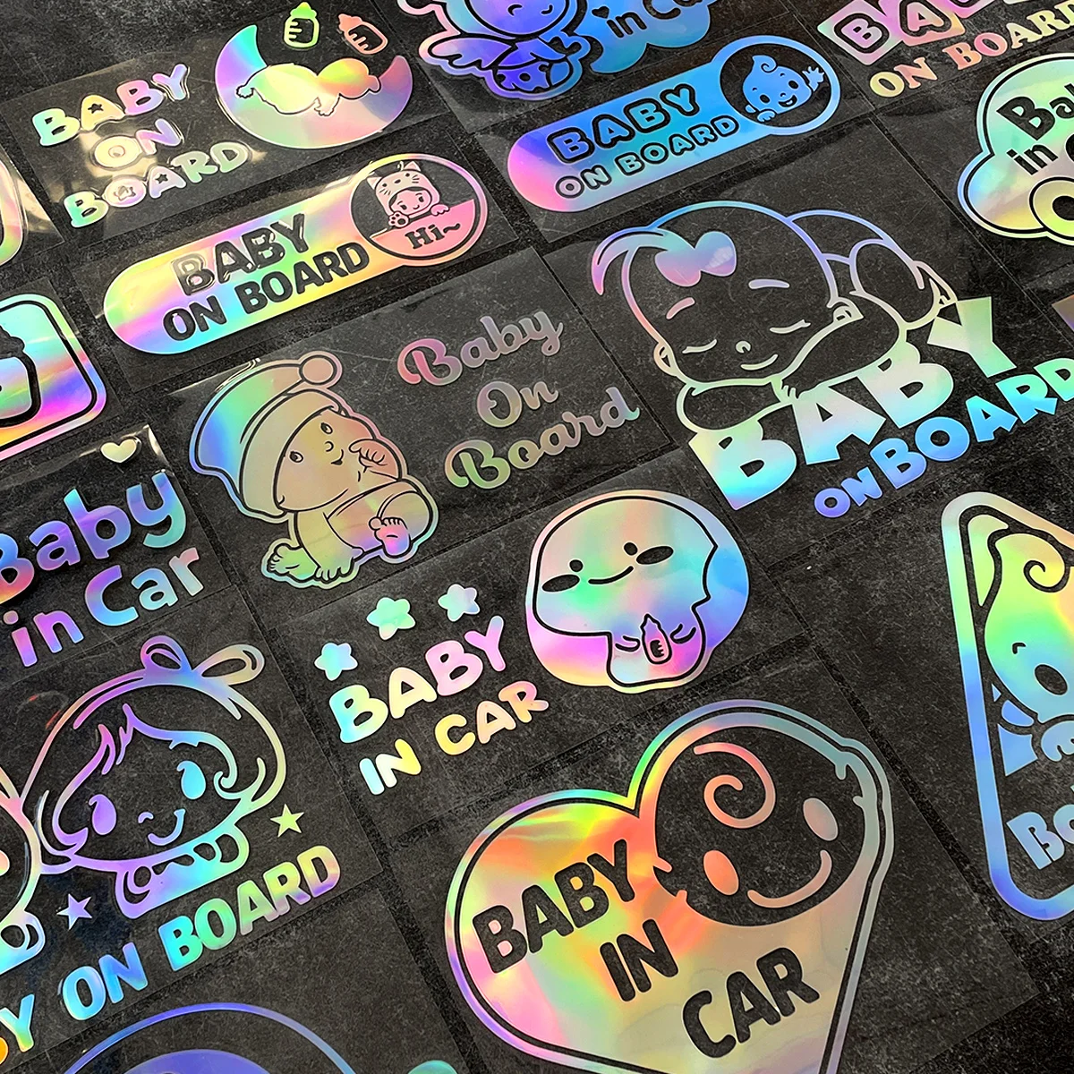 

Baby In Car Baby on Board Motorcycle Car Styling Moto Bike Laser Rainbow Stickers Decals Accessories for Honda BMW E46 E90 E39