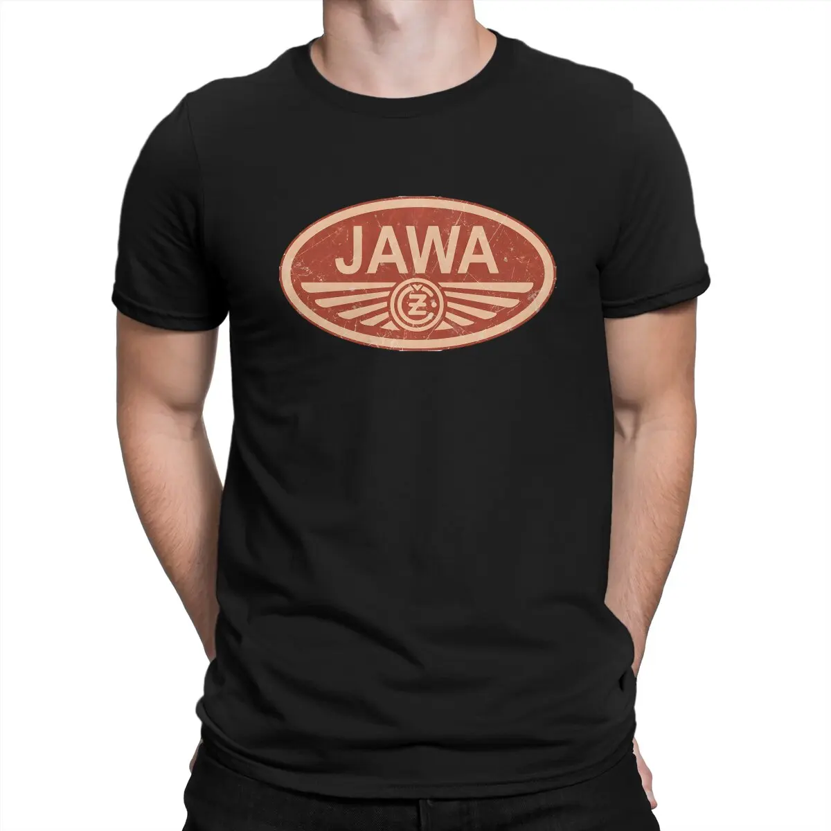 Crazy Vintage T-Shirts Men Round Neck Cotton T Shirts J-Jawa Motorcycles Short Sleeve Tees 4XL 5XL 6XL Tops