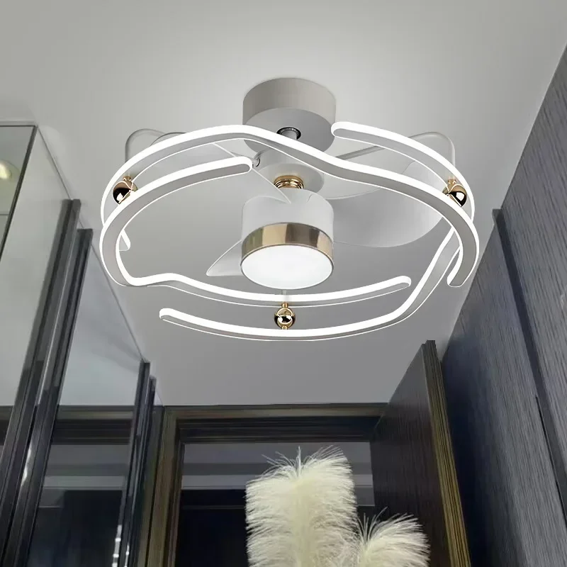 Living Dining Room Lights Modern Simple Home Bedroom Integrated 360 Shaking Head Ceiling Fan Lamp