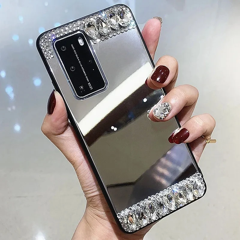 Diamond Mirror Rhinestone Phone Case For Samsung Galaxy S24 FE S23 FE S21FE A06 A16 A26 A36 A56 Note 20 Ultra Note 10 Capa