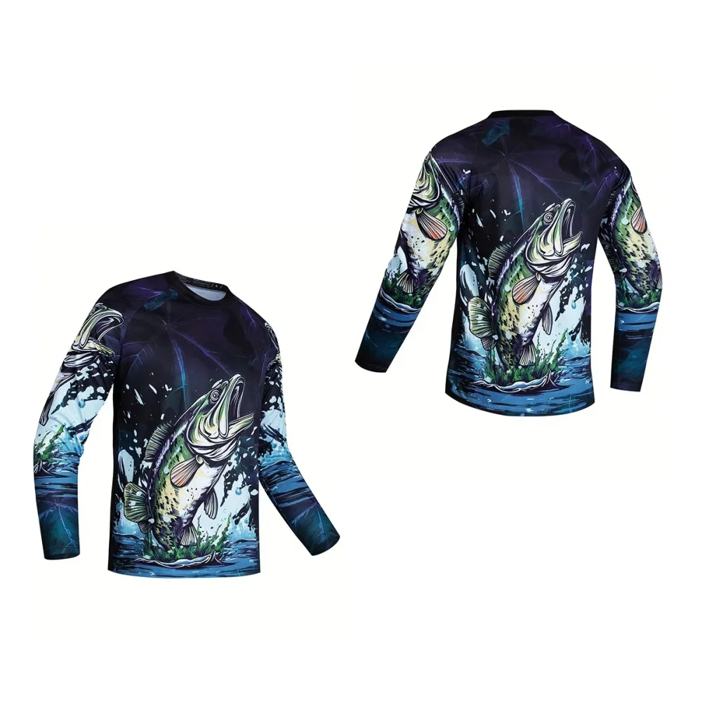 أزياء قمصان الصيد نمط طباعة في الهواء الطلق طويلة الأكمام الخريف قميص للرجال الشارع الشهير الذكور تي شيرت ملابس رجالية عادية