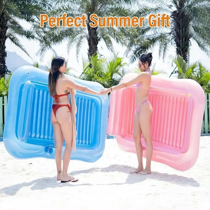 New Pvc Inflatable Recliner Floating Row with Pillow Cup Holder Amphibious Inflatable Toy Floating Row Fountain