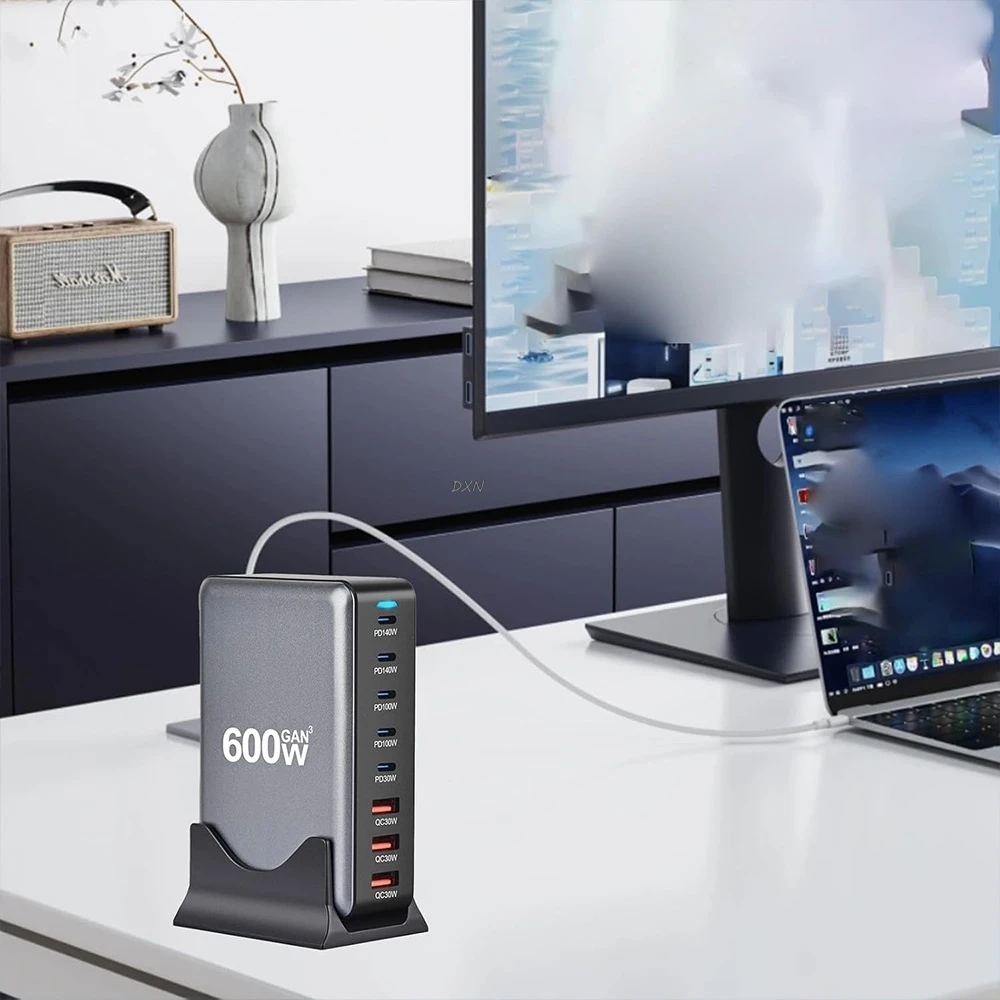 2026 Hot 600W GaN Fast Charger 8 Ports USB C Type C Fast Charging Station PD3.1 Adapters for iPhone 16 15 Samsung Xiaomi Huawei