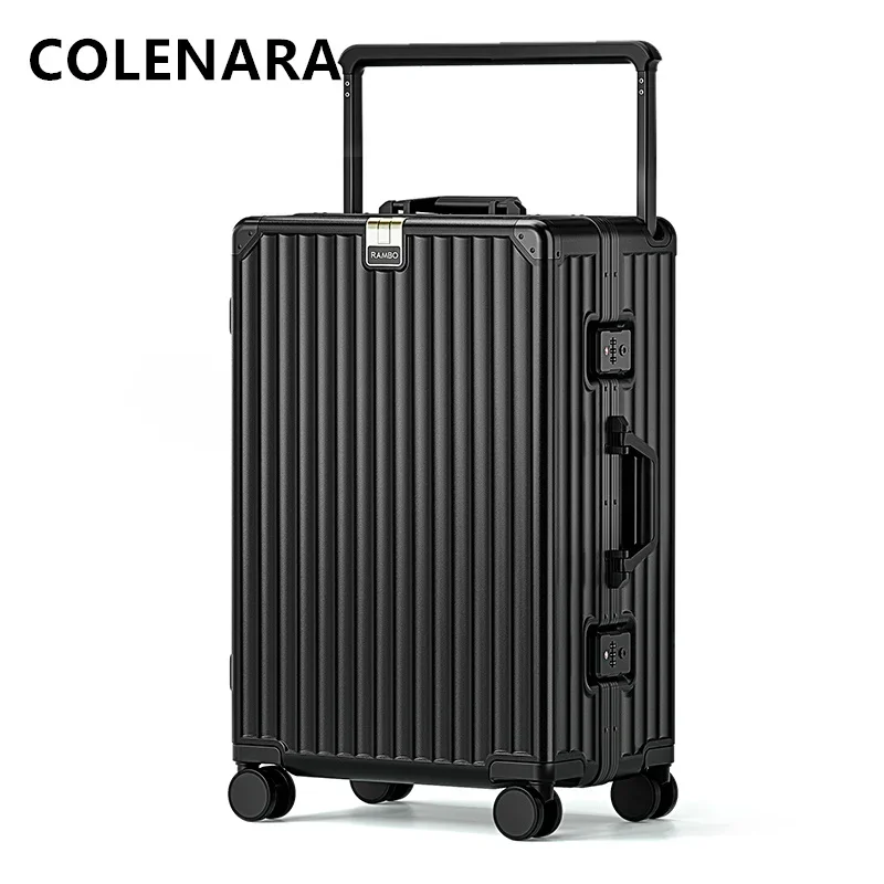 COLENARA-Bagagem Mala De Viagem Com Grande Capacidade, Moldura De Alumínio, Estojo Do Trole, Caixa De Embarque PC Estudante, Mala Universal, 20 "24" 28"