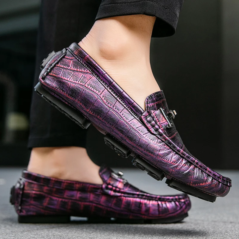 MAEDEF رجل أحذية خفيفة بدون كعب أحذية مسطحة الرجال عادية بولي أحذية أحذية من الجلد مريحة المضادة للانزلاق تنفس الذكور القيادة أحذية مشي #4