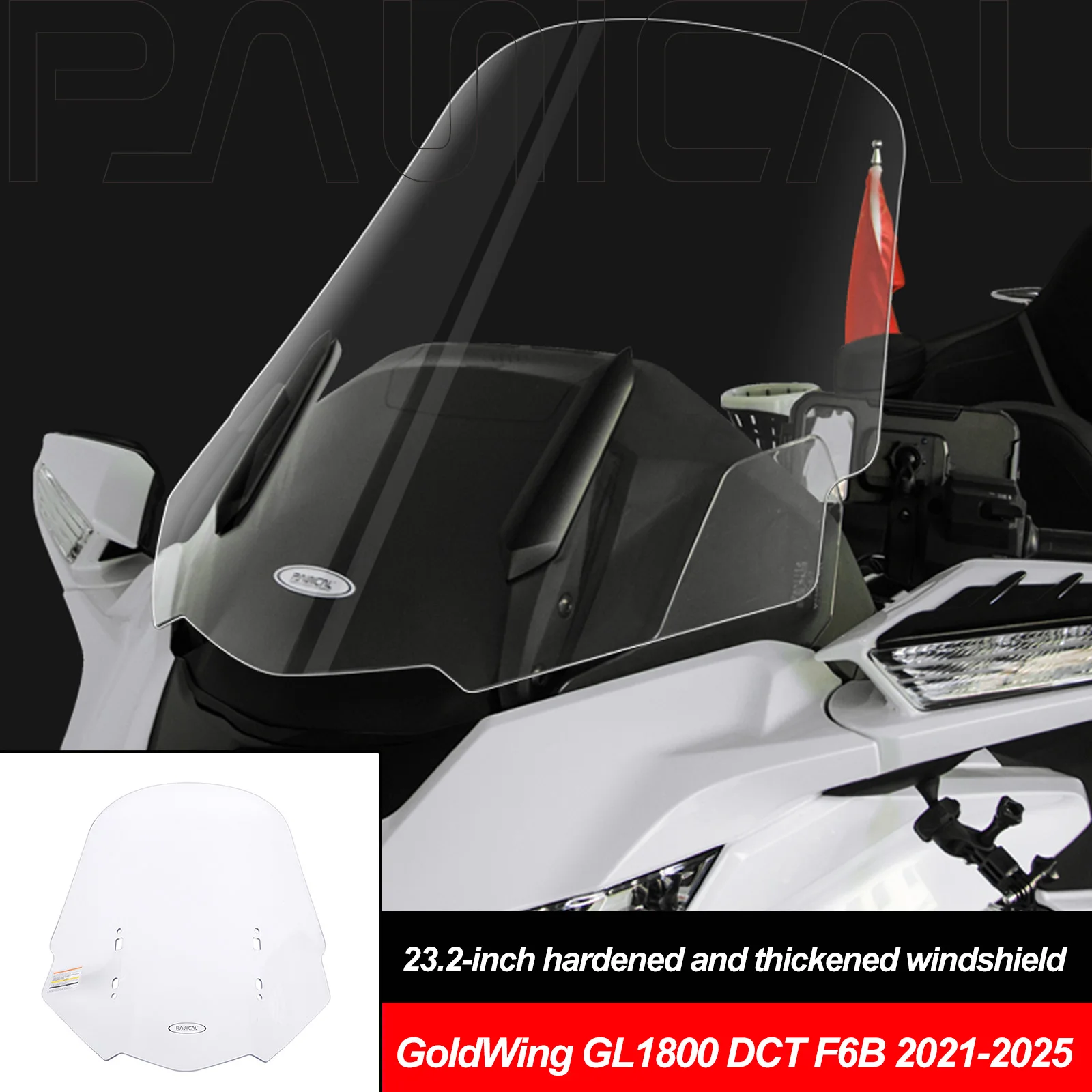 PANICAL for Honda GoldWing GL1800 DCT F6B 2018-2026 Motorcycle Front Air Deflector 23.2-Inch Windshield Thickened Windshield