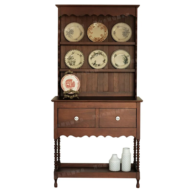 LH medieval solid wood tableware cabinet retro storage decorative wine cabinet dining side home kitchen
