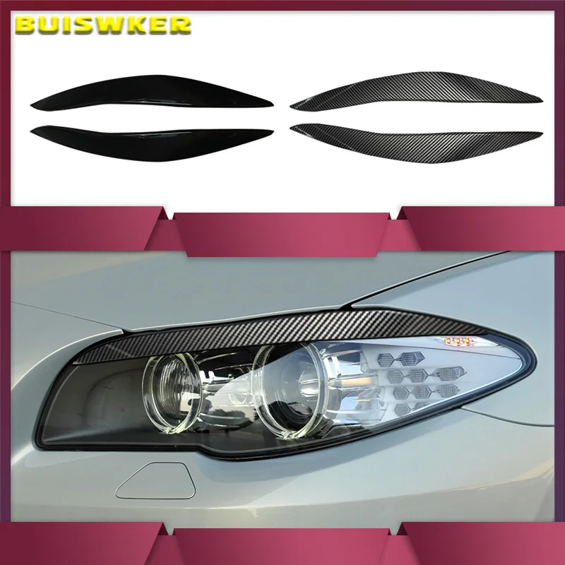 For BMW 5 Series F10 F11 Early 2011-2014 Glossy Black Front Headlight Cover Garnish Strip Eyebrow Cover Trim Car parts