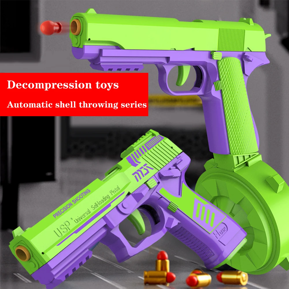 Pop up Radish Gun Toy Gun Soft Bullet Gun Children\'s Chicken Eating God Tool Continuous Throwing Shell Simulation