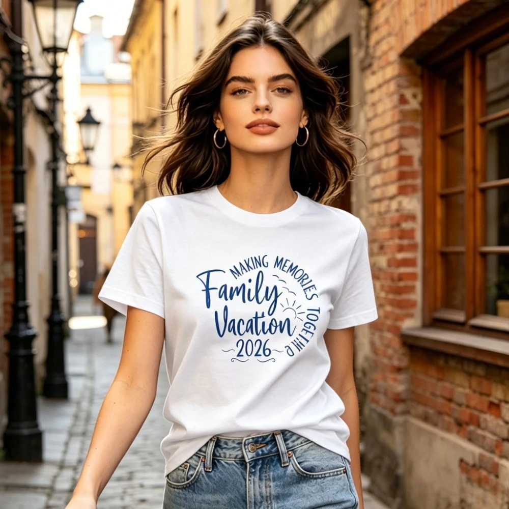 Family Vacation 2026 Making Memories Women T-Shirt Cotton Short Sleeve Casual Fashion Summer Vacation Trip Gift for Family