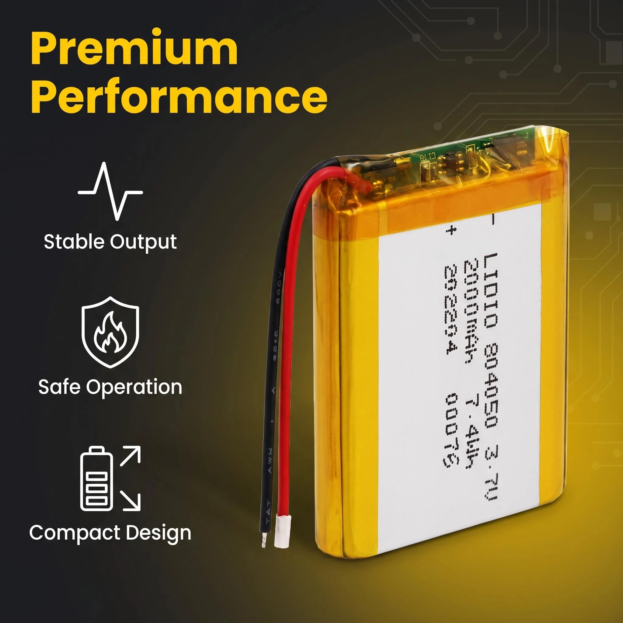 804050 2000mAh  Lipo Battery 3.7V Li-Polymer Lithium Ion Batteries for Massager Medical Equipment Car Air Filter Loudspeaker