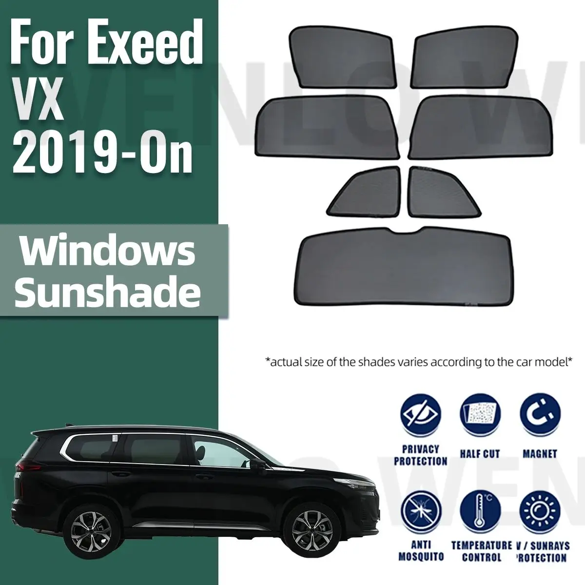 

For Exeed VX 2019-2024 Magnetic Car Sunshade Shield Front Windshield Frame Curtain Net Baby Rear Side Window Sun Shade Visor