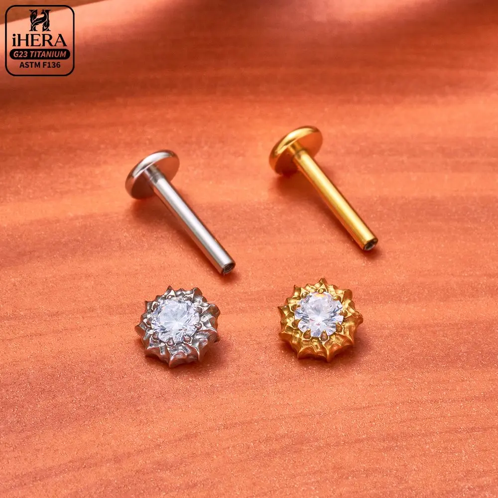 ASTM F136 Titan Piratenschädel Flachrück-Ohrpiercing Funkelnder CZ Seestern Halbmond Schlange Engel Labret Helix Tragus Schmuck – Detail 31