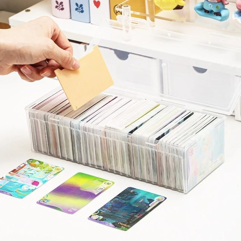 1 Stück transparente, unterteilte Organizer-Box aus Kunststoff, tragbare Aufbewahrungsbox mit verstellbarem Trenner für Karten