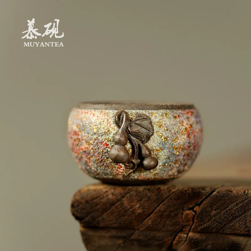 Muyanyan Mine Gourd Gaoyue Handmade Wood-Fired Master Cup, Creative Kung Fu Set, Pu'er Tea Cup