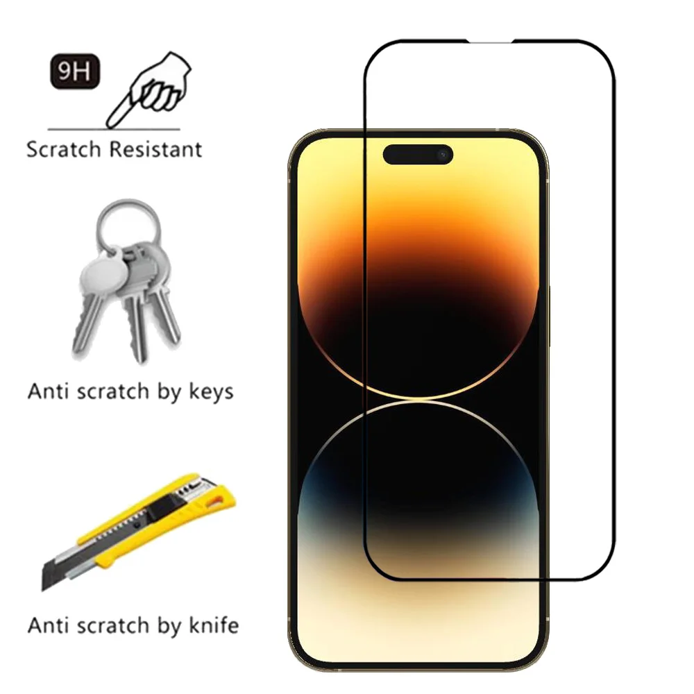 HD Protective Glass For iPhone 15 14 Pro Screen Protectors iPhone 15 14 13 12 11 Pro Max Tempered Glass & Lens Film iPhone 14 Plus iPhone15 Pelicula