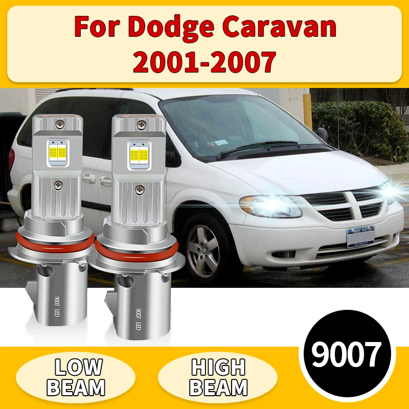 2 قطعة 9007 HB5 سيارة العلوي العارض لمبات Led الأضواء لمبة ل دودج قافلة 2001-2007 عالية منخفضة مصباح شعاع الأبيض 12 فولت 30000LM