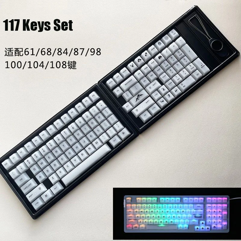 

Milky White lceberg Crystal PC Transparent Keycaps 117 Keys OEM Profile Gaming Mechanical Keyboard Backlit RGB Frosted Key Caps