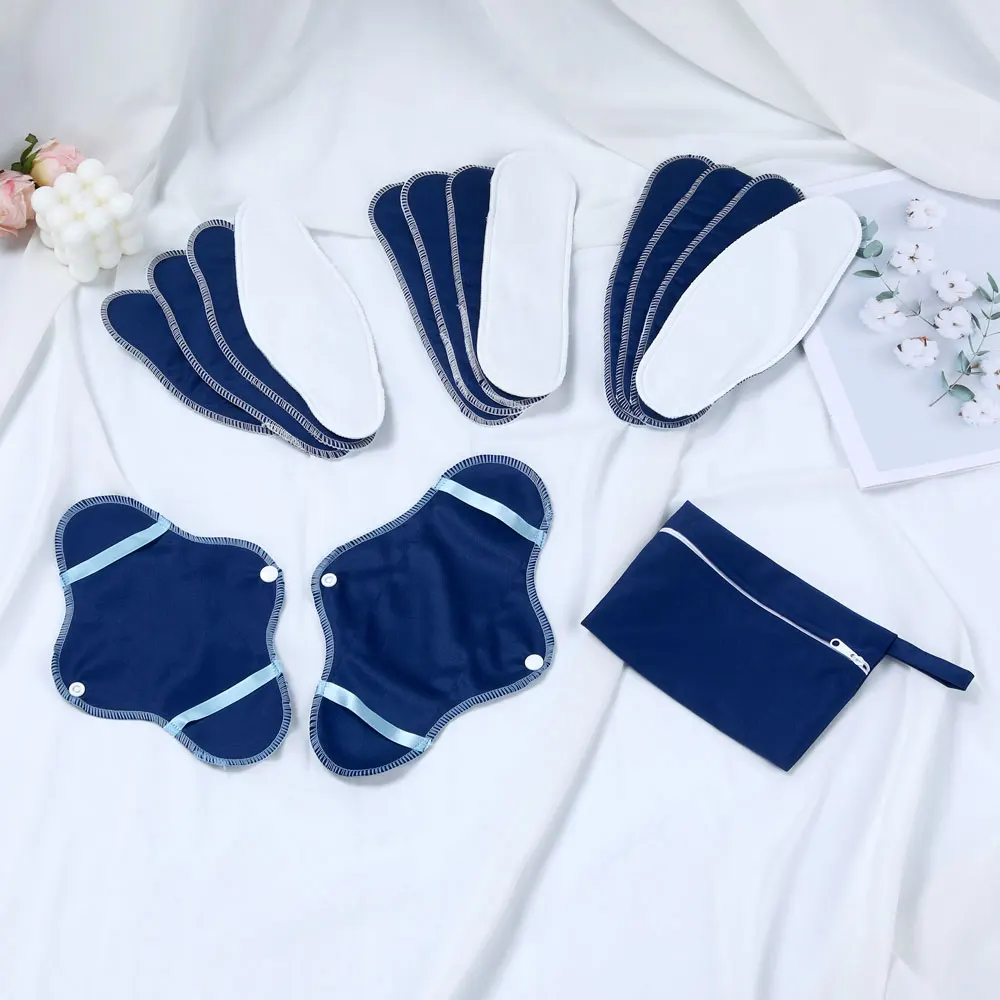 15Pc Reusable Washable Cloth Sanitary Pads Leakproof Absorbent Skin Friendly Menstrual Towels Postpartum Period Care Pads