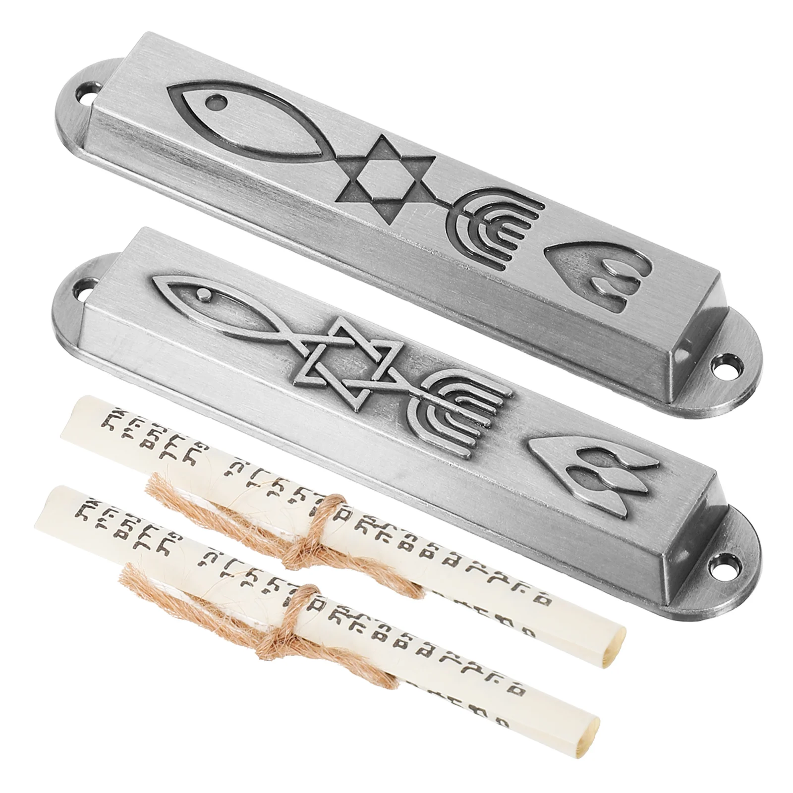 

2 Pcs Gift Doorpost Decorative Mezuzah Metal Decorations House Religious Adornment Alloy Craft