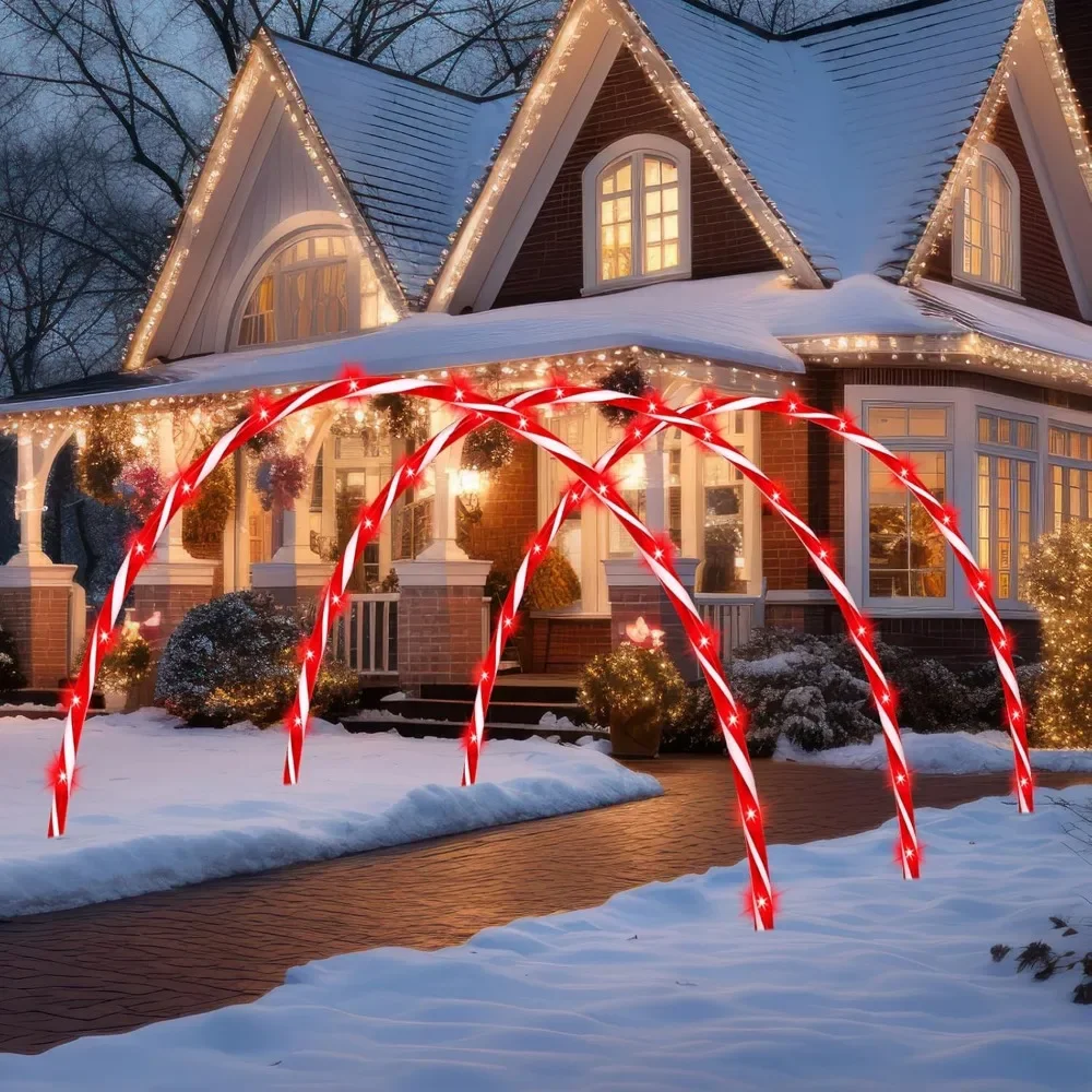 

10ft Christmas Candy Light Arch LED Christmas Outdoor Arches Decor Candy Cane Arch with Flasher Modes Xmas Arch Pathway