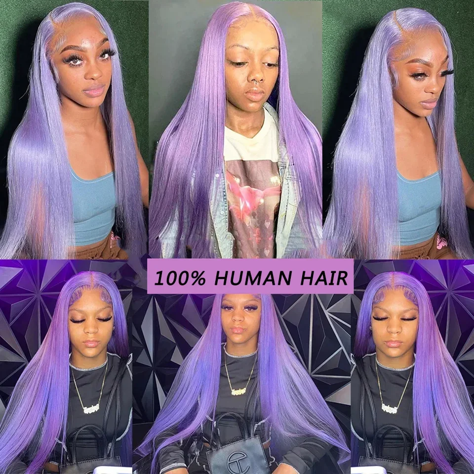 

Human Hair Brazilian Straight Lace Frontal Wigs For Black Women Purple Colored Human Hair Wigs Purple Hd 13x4 Lace Front Wigs