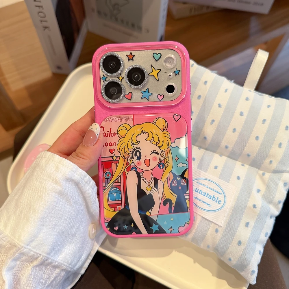 Coque de téléphone rigide antichoc en acrylique motif chat Luna de Sailor Moon, dessin animé japonais mignon, pour iPhone 17 16 15 Pro Max