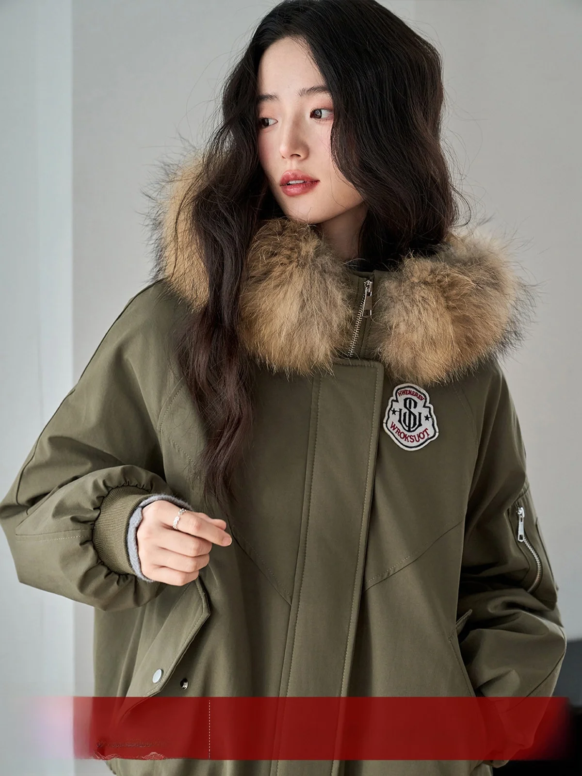 

MoZa een 90 White Du down Hooded Puffer Jaet Women's Winter Thiened Warm Loose Workwear Coat Zipper Closure Long Sve