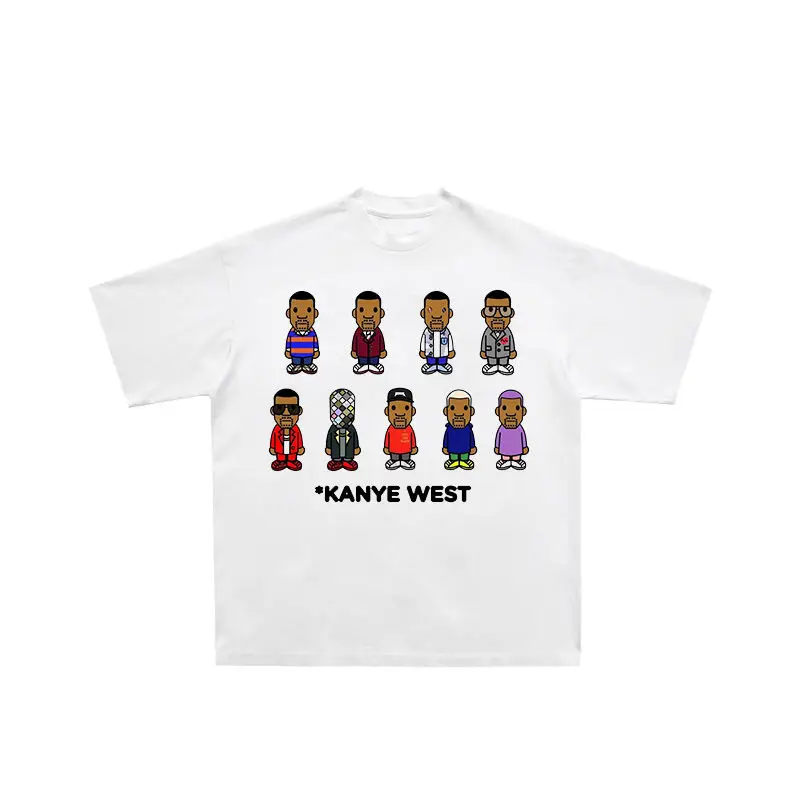 

A Cartoon Image Printed Short-sleeved T-shirt of A Rapper Parodies Kanye Kid Cudi Tyler Made of Pure Cotton Tee